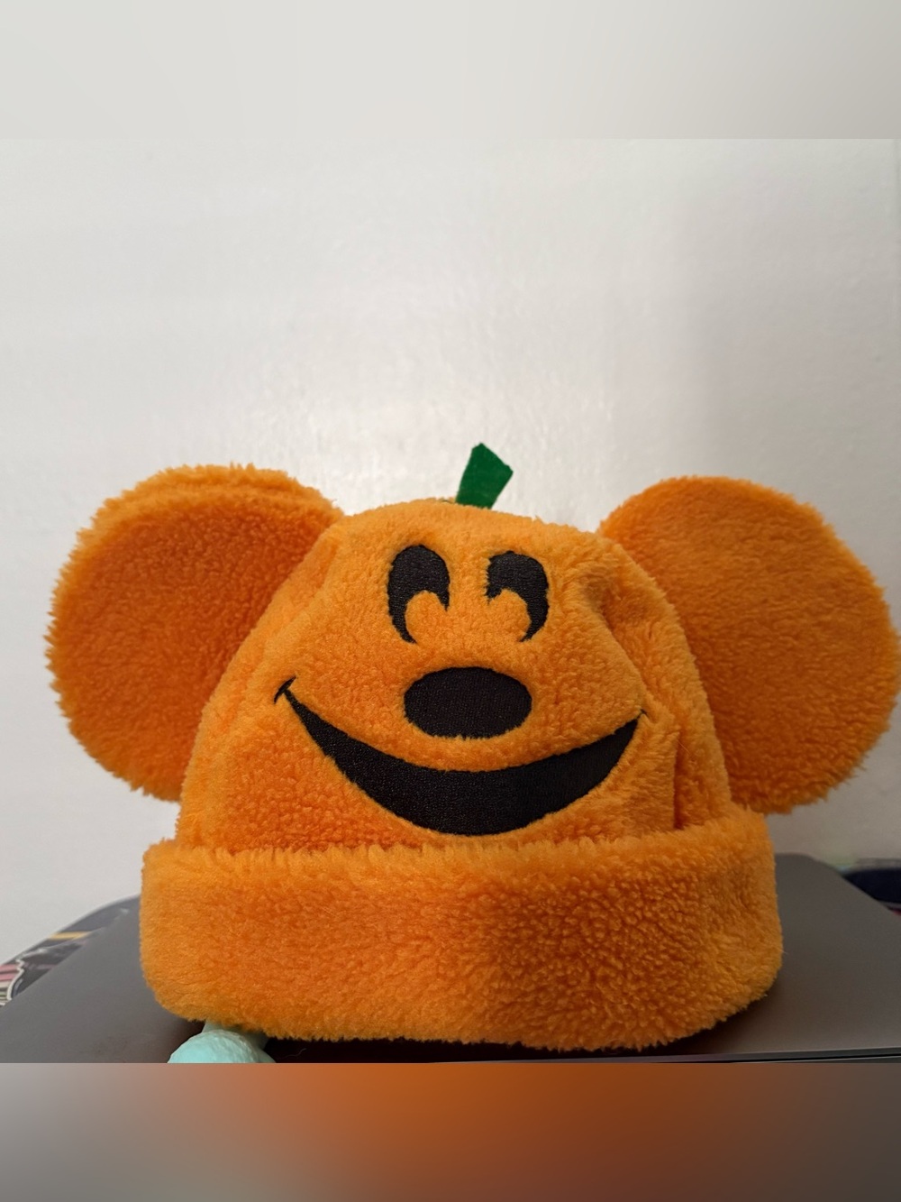 Disney Mickey Sherpa Halloween Pumpkin Jack-o-Lantern Beanie Ear Hat-furry